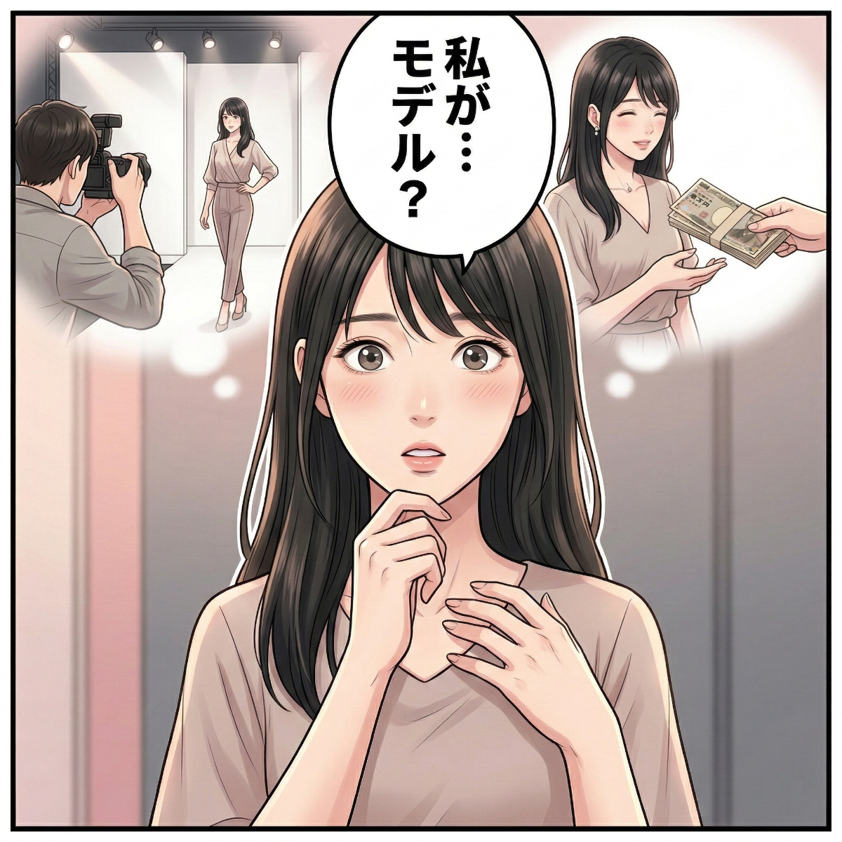 LINEで相談しようと考える女性を描いた漫画